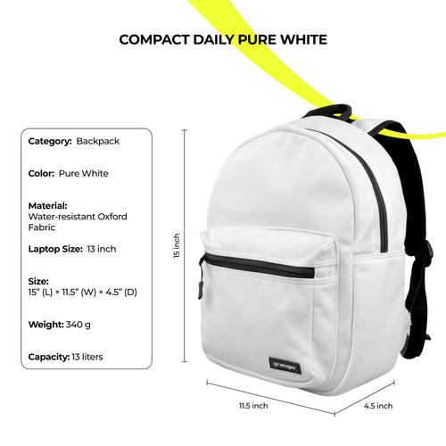 GRABGO COMPACT DAILY PURE WHITE BACKPACK