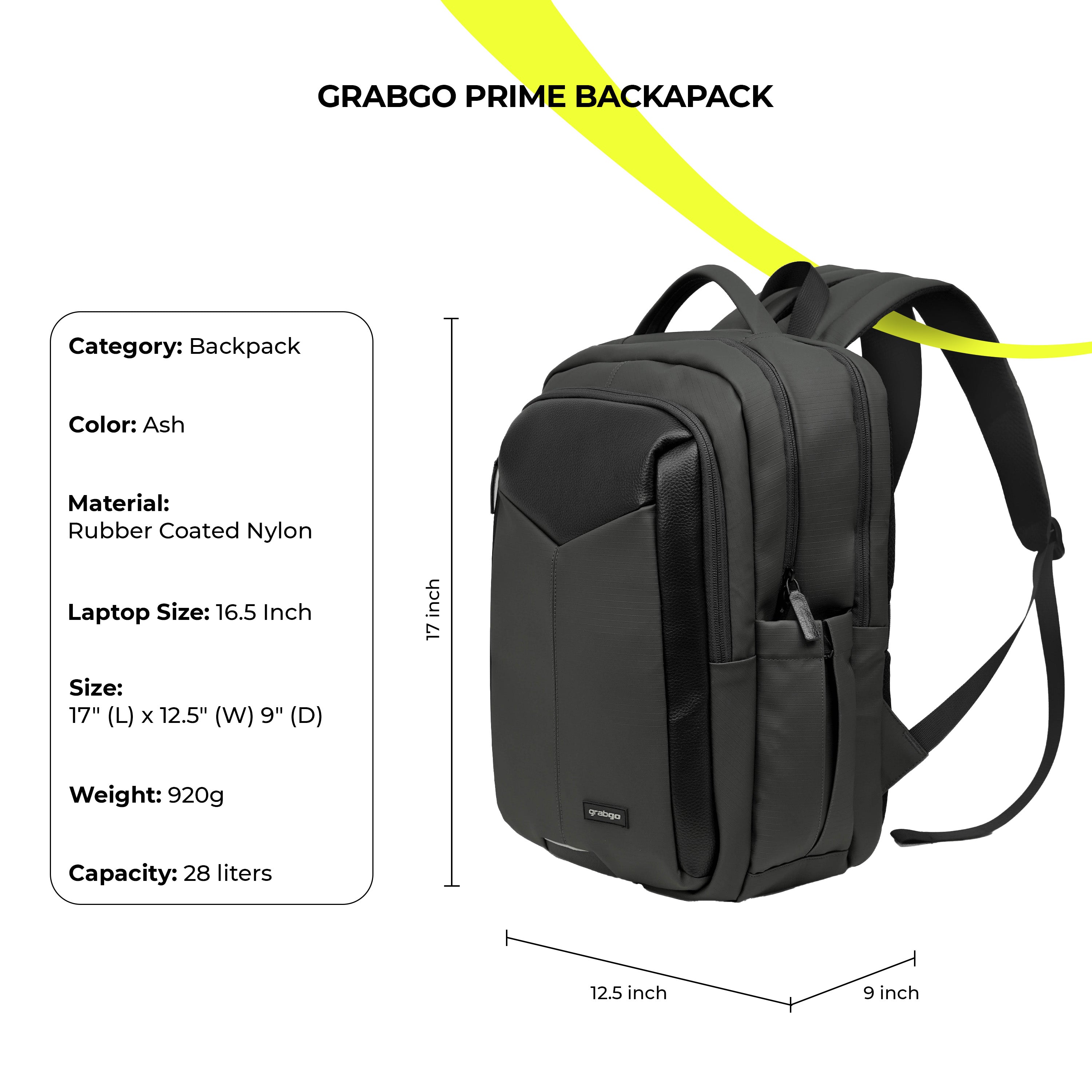 GRABGO PRIME BACKPACK ASH