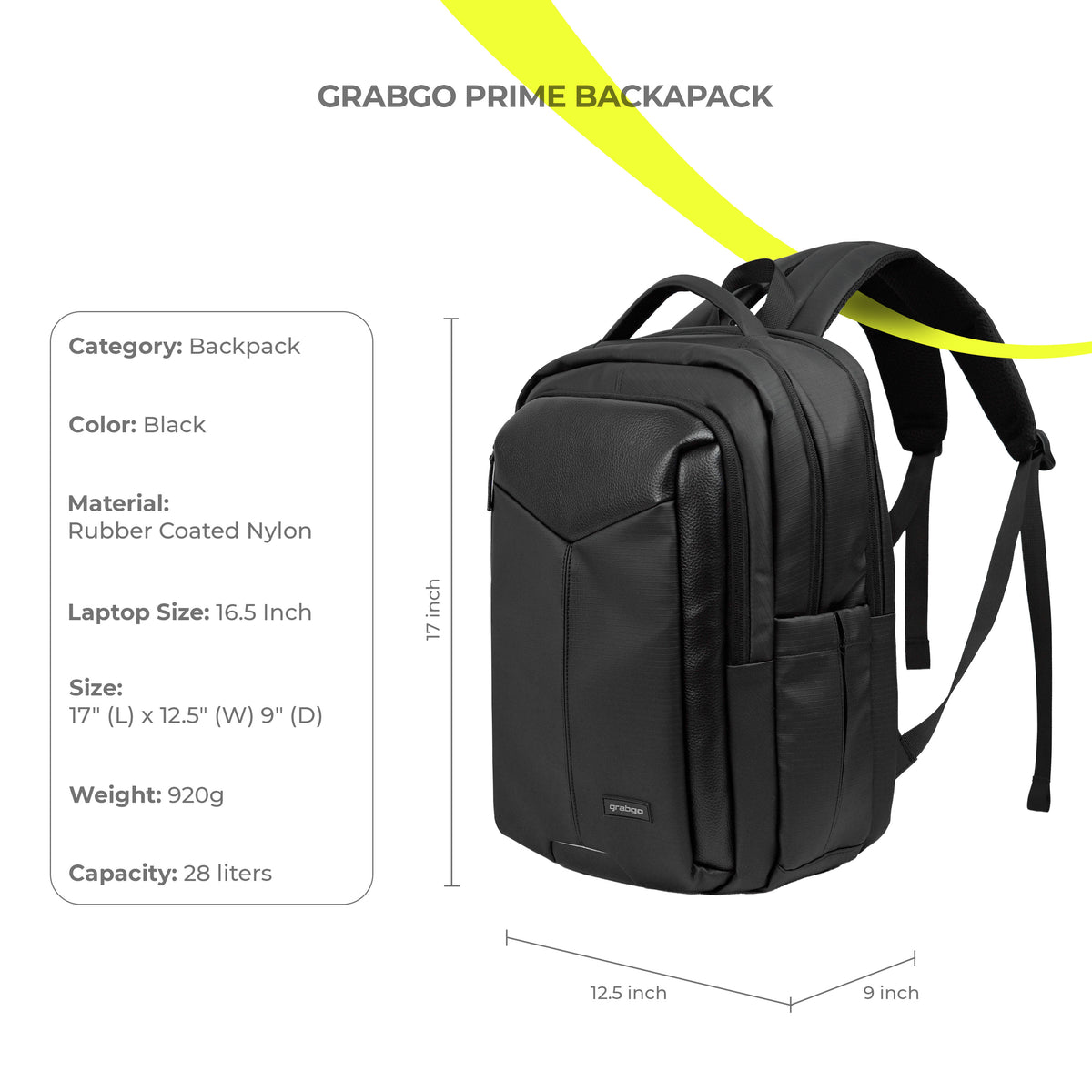 GRABGO PRIME BACKPACK BLACK