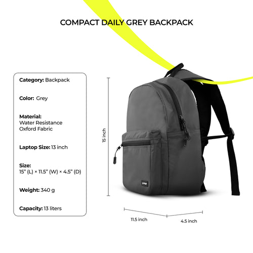 GRABGO COMPACT DAILY GREY BACKPACK