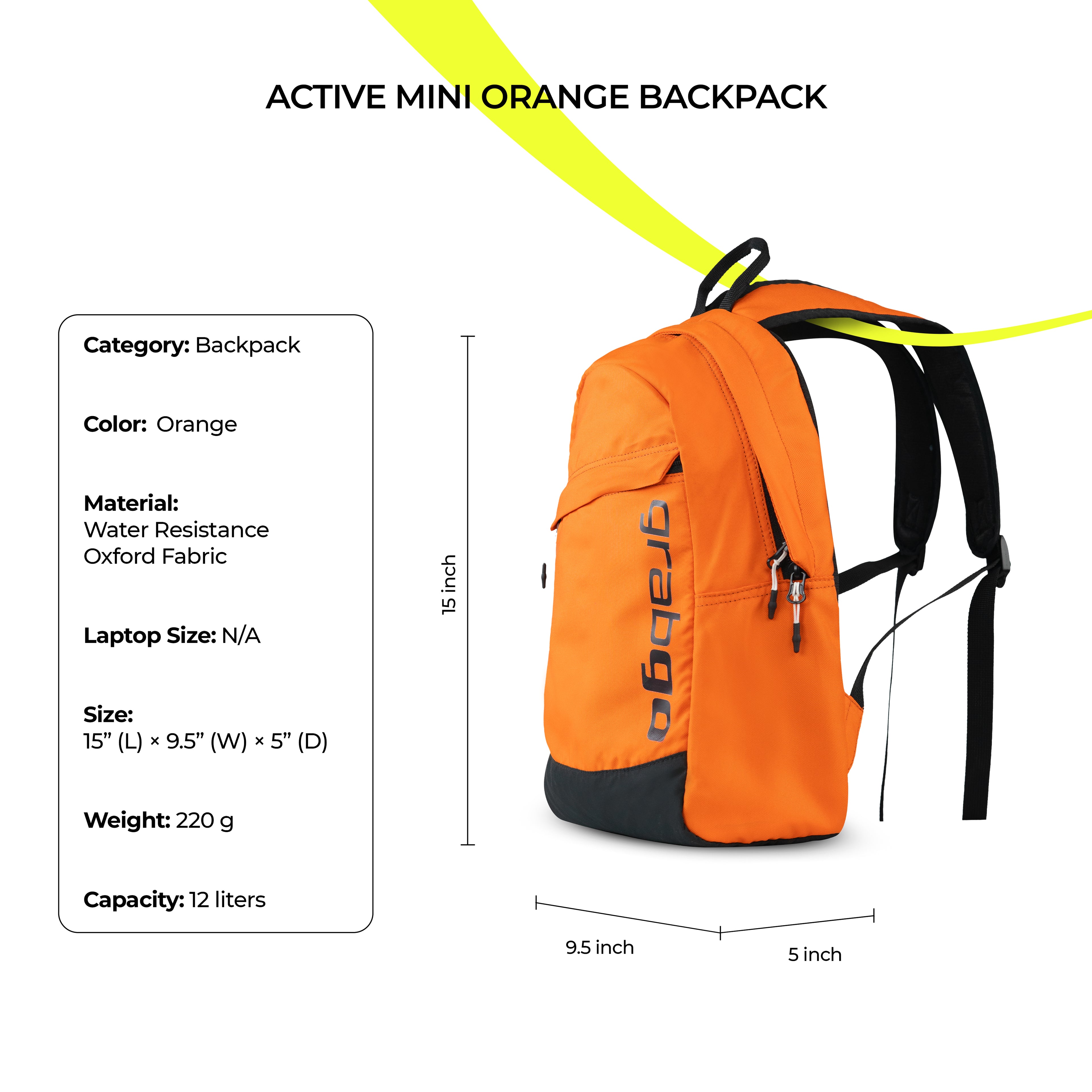 GRABGO ACTIVE MINI ORANGE BACKPACK – Grabgo GRABGO ACTIVE MINI ORANGE BACKPACK – Grabgo