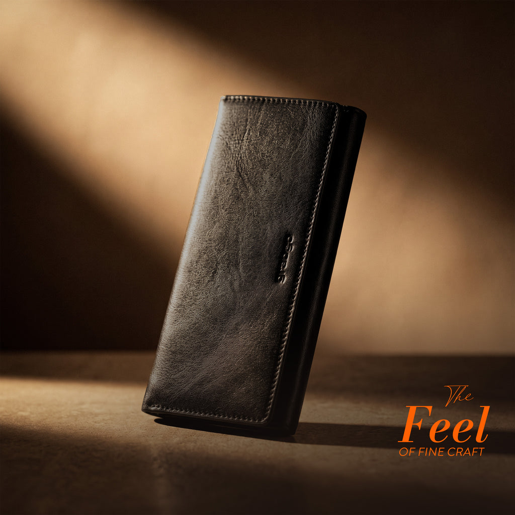 Sleeko Essential Black Bi-Fold Long Wallet