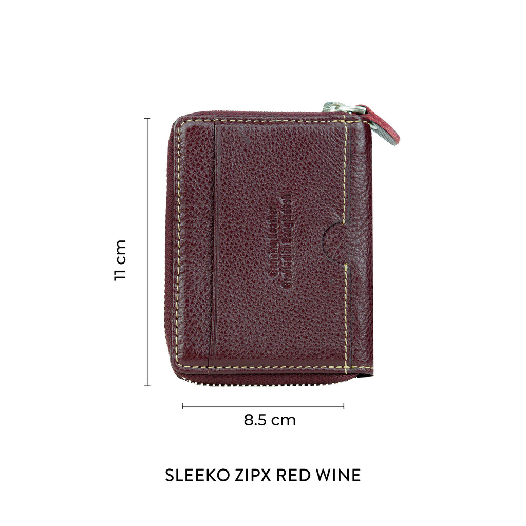 Sleeko ZipX Red Wine Zip-Around Wallet
