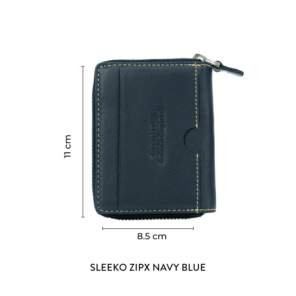 Sleeko ZipX Navy Blue Zip-Around Wallet