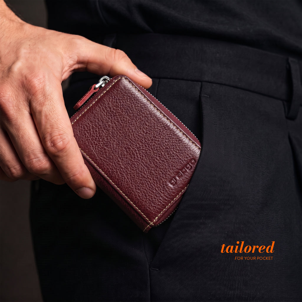Sleeko ZipX Red Wine Zip-Around Wallet