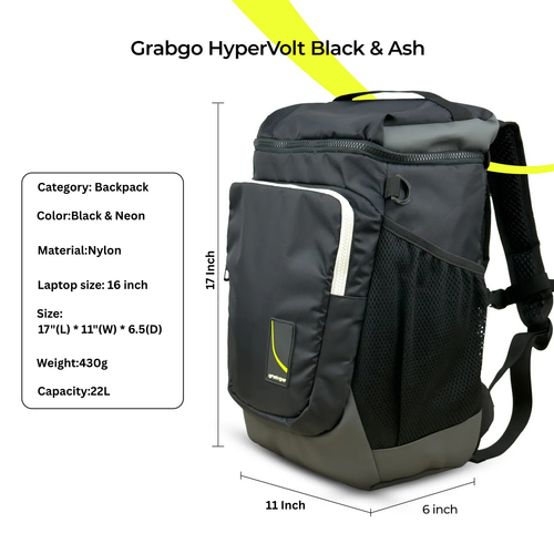 Grabgo HyperVolt Backpack (Black & Ash)