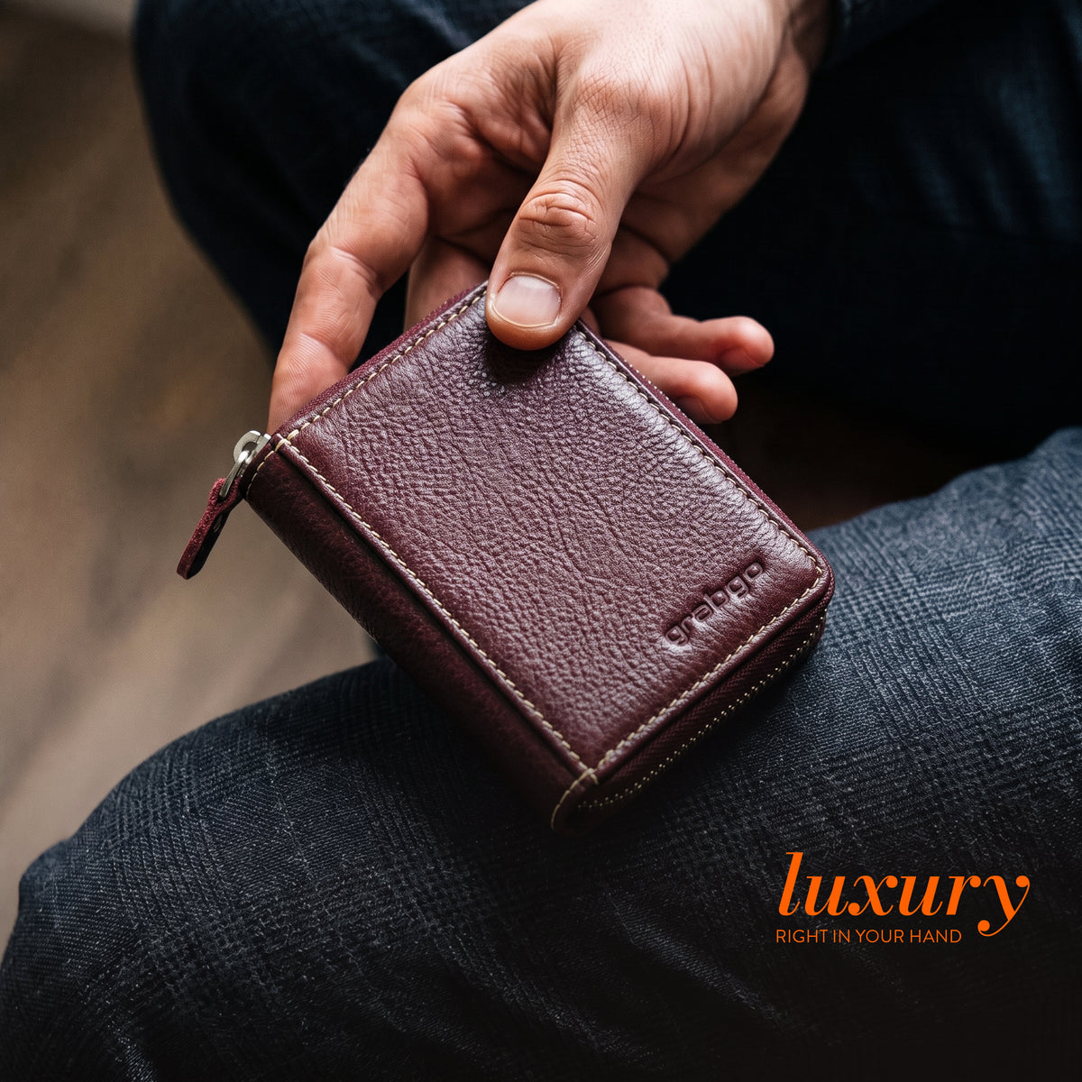 Sleeko ZipX Red Wine Zip-Around Wallet