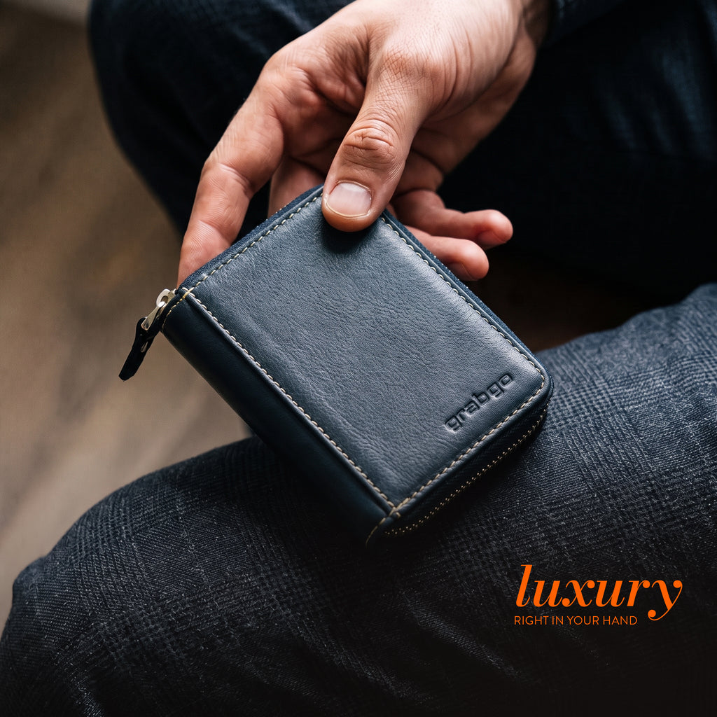 Sleeko ZipX Navy Blue Zip-Around Wallet