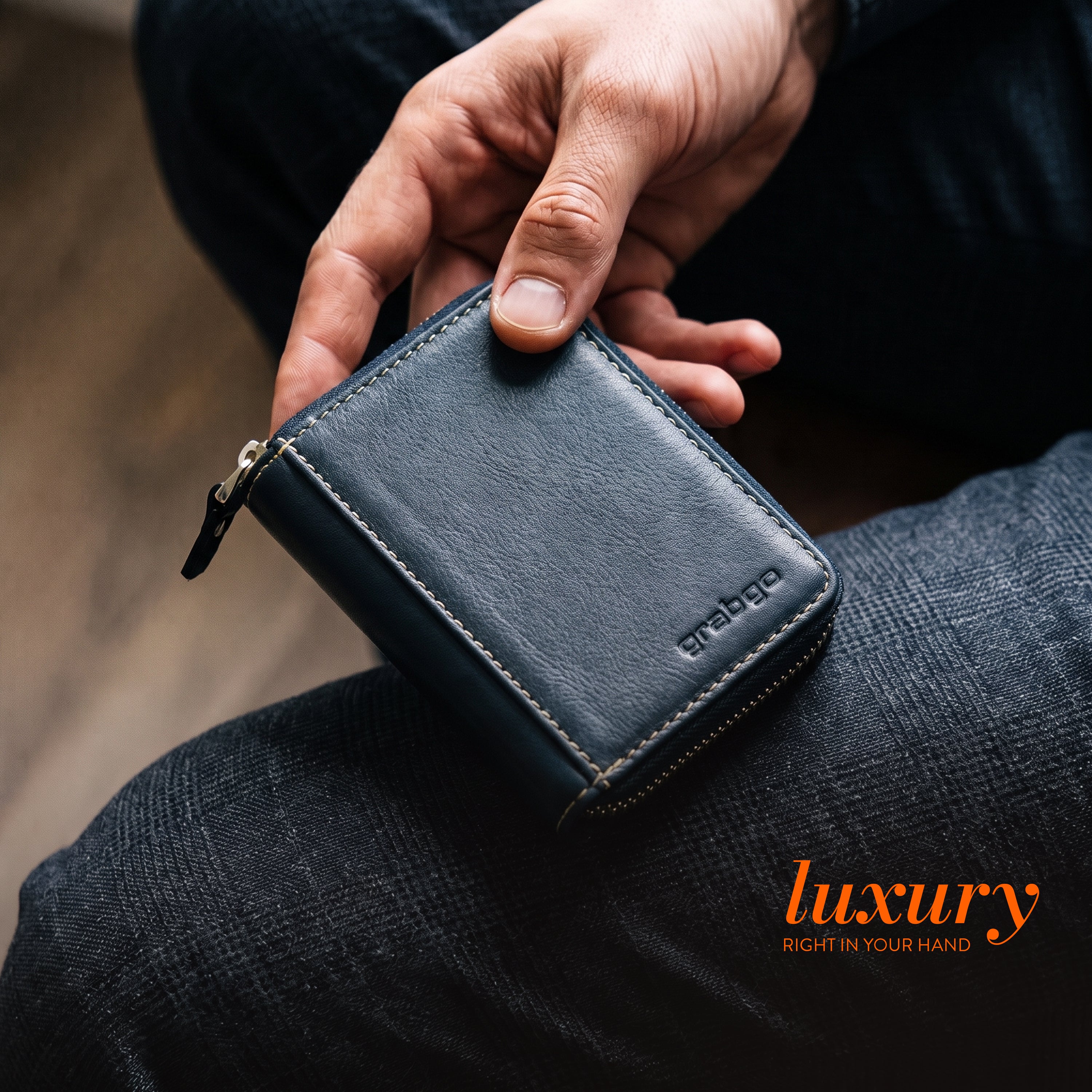 Sleeko ZipX Navy Blue Zip-Around Wallet