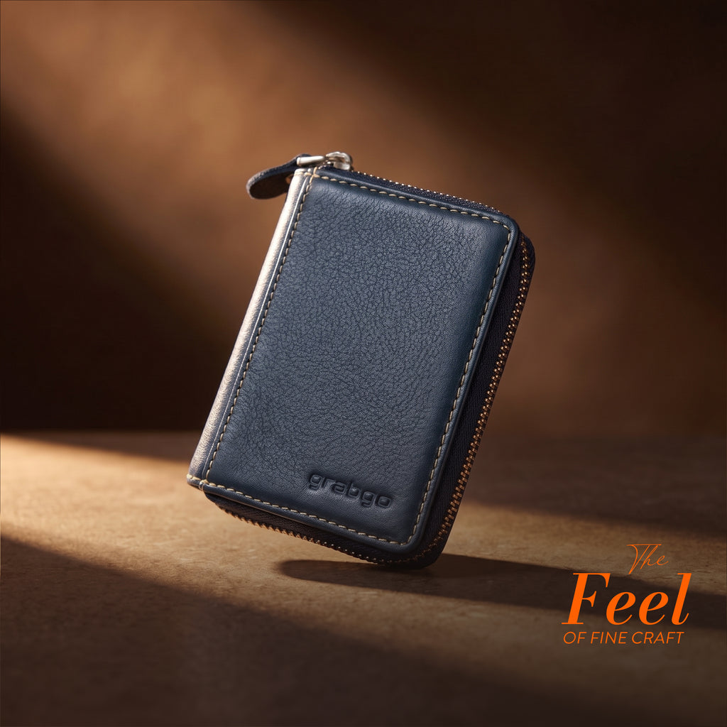 Sleeko ZipX Navy Blue Zip-Around Wallet