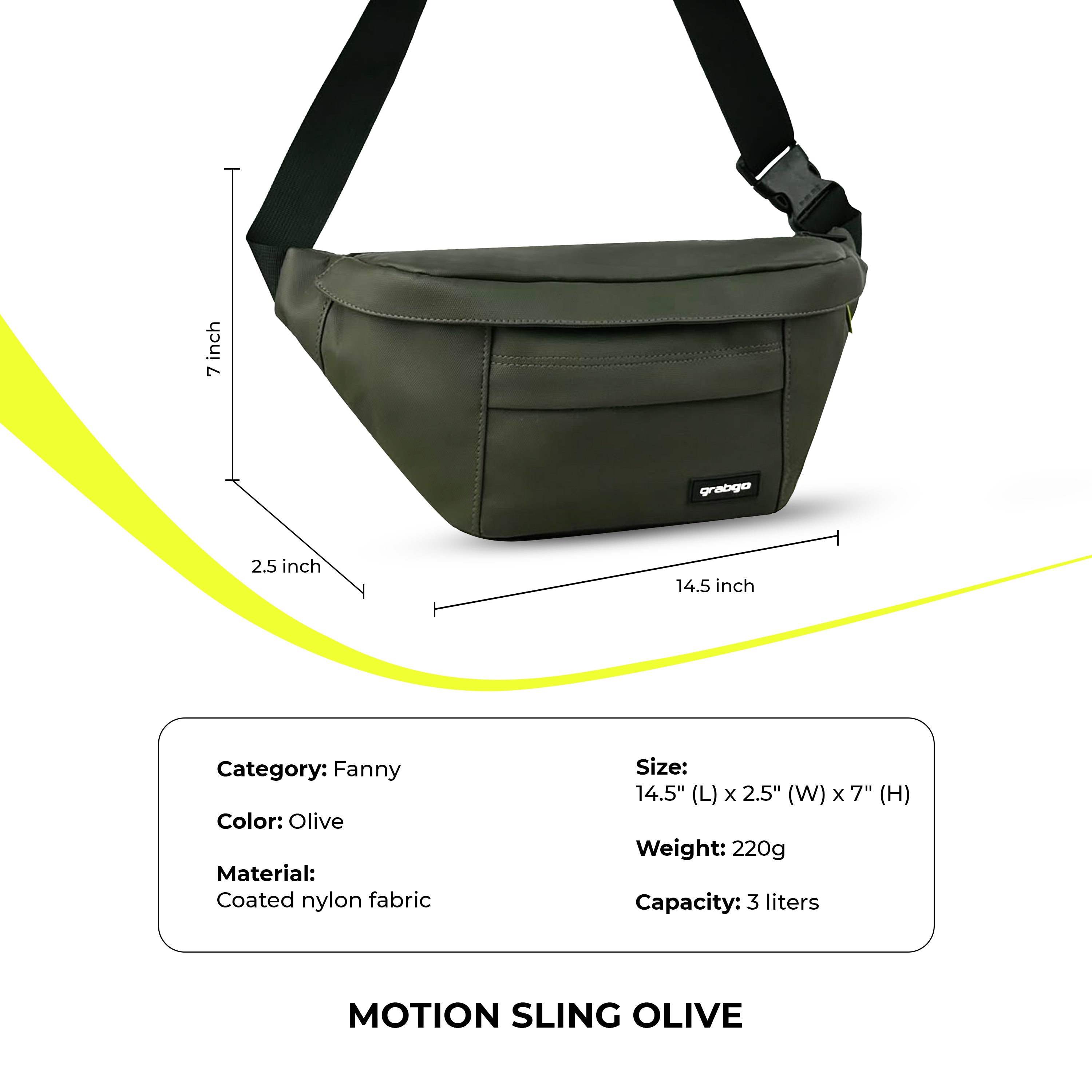 Grabgo Motion Sling – Olive (Coated Nylon)