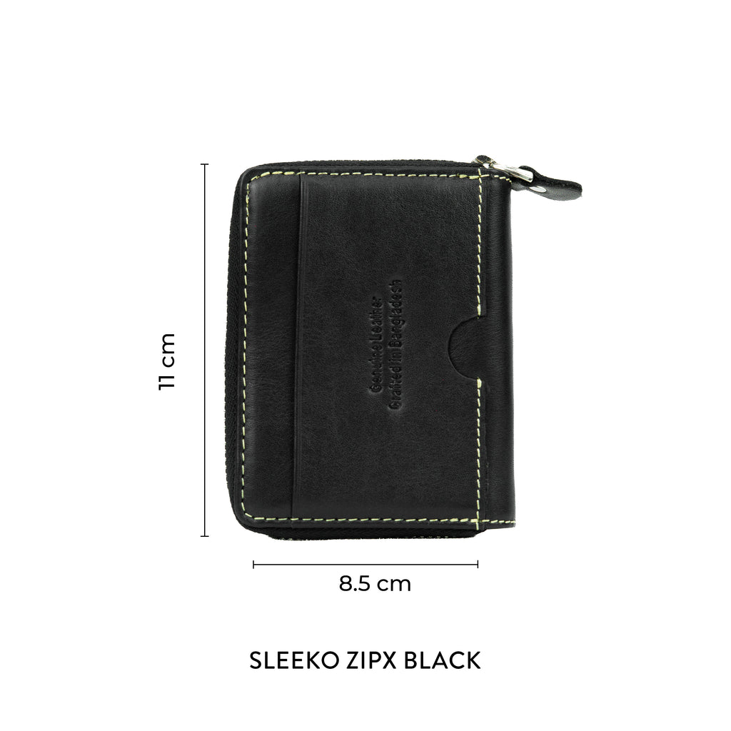 Sleeko ZipX Black Zip-Around Wallet