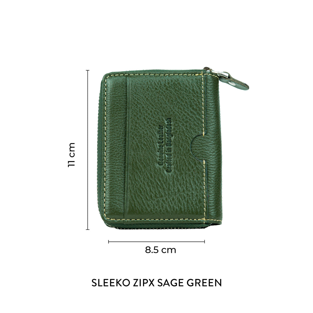 Sleeko ZipX Sage Green Zip-Around Wallet