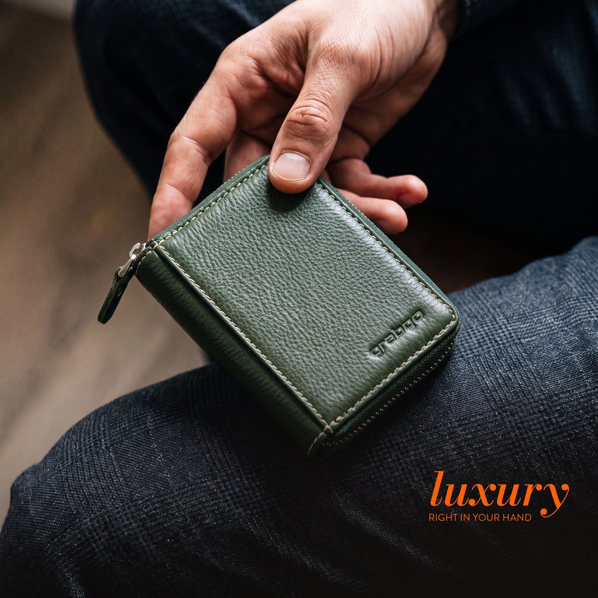 Sleeko ZipX Sage Green Zip-Around Wallet