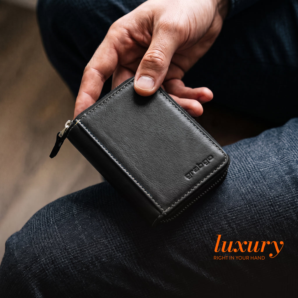Sleeko ZipX Black Zip-Around Wallet