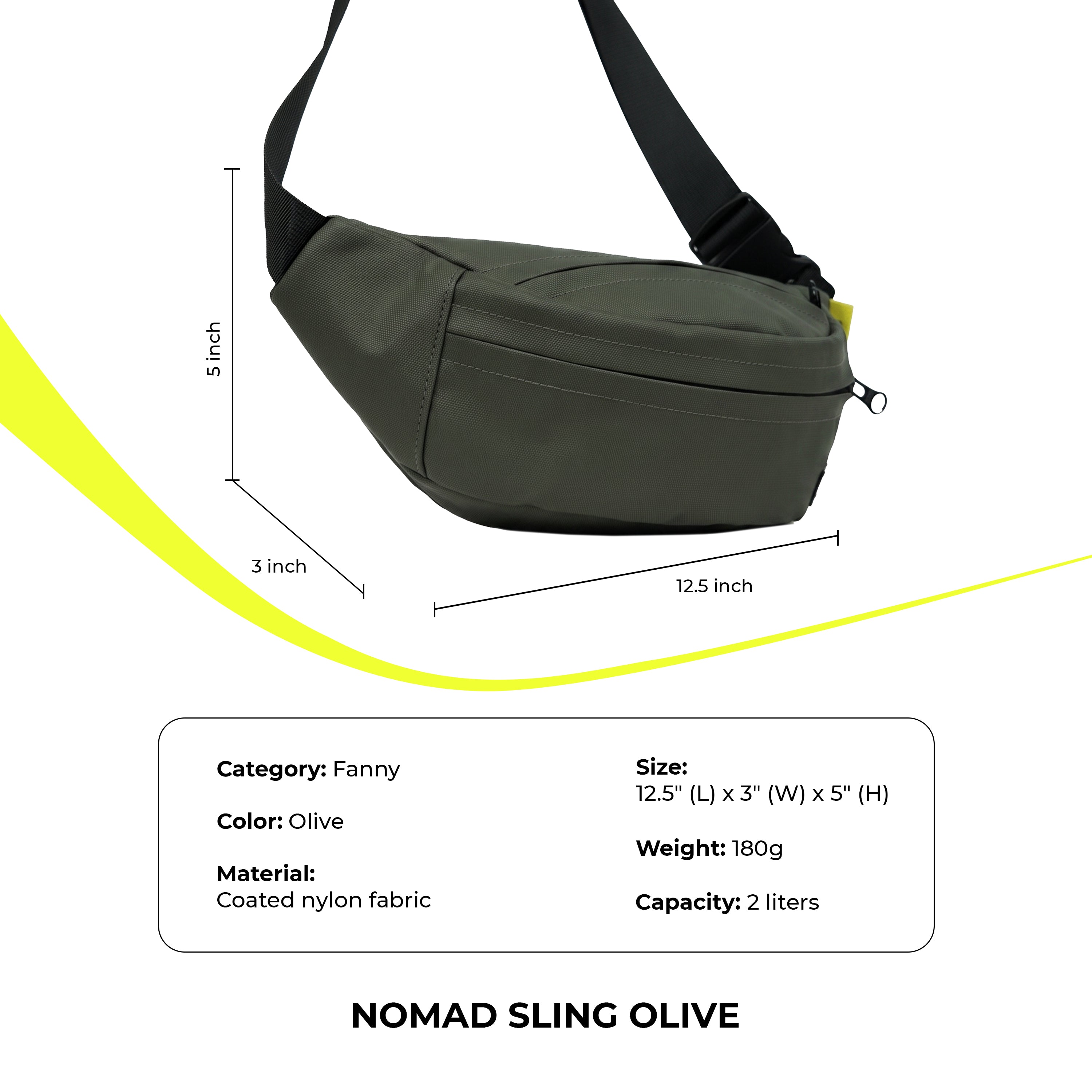 Grabgo Nomad Sling – Olive(coated nylon)
