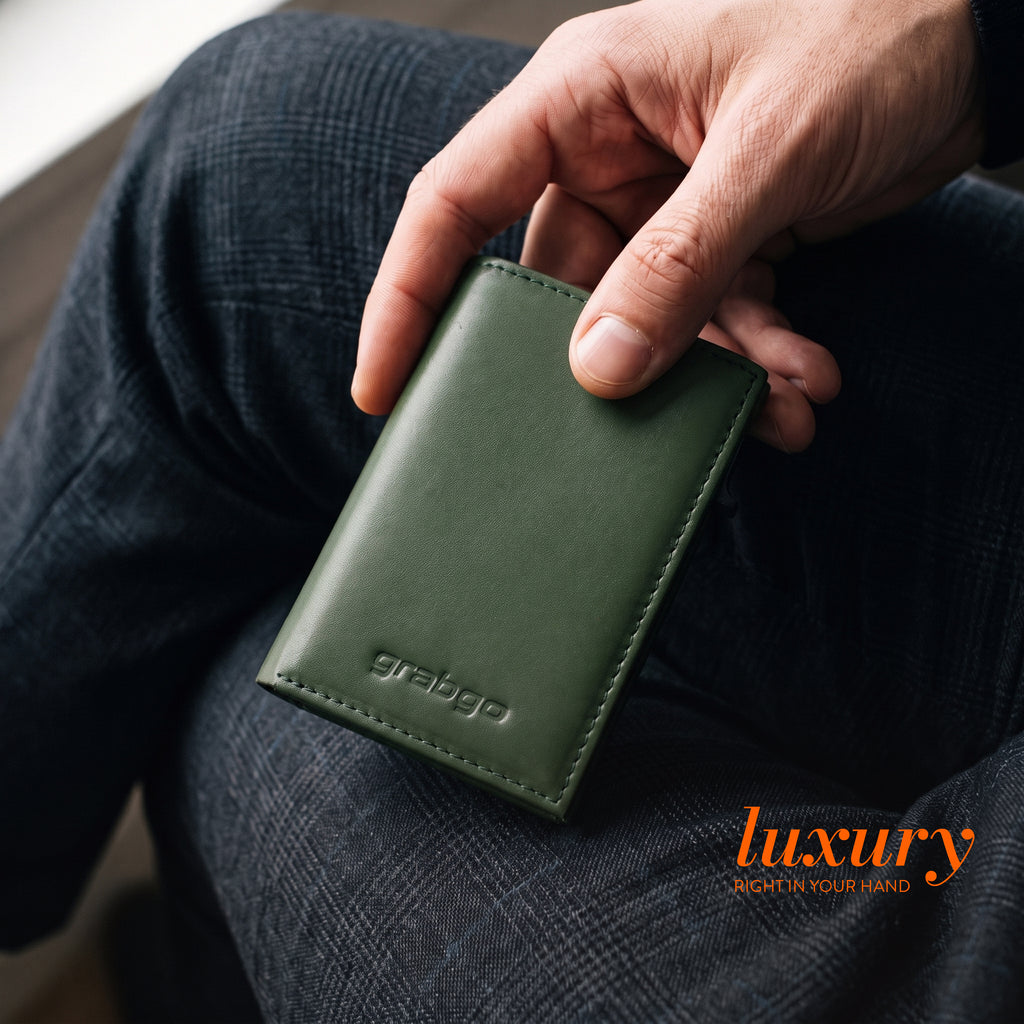 Sleeko Edge Olive Green Smart Wallet