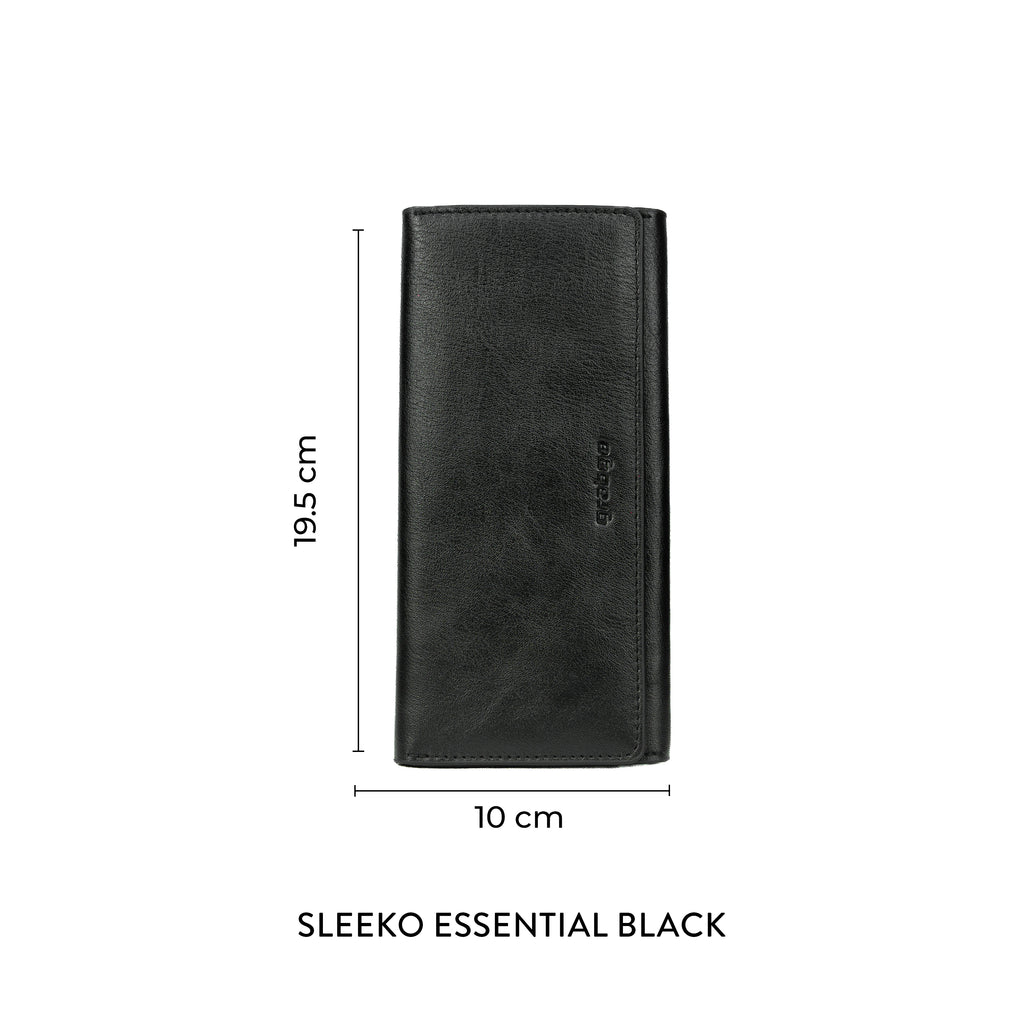 Sleeko Essential Black Bi-Fold Long Wallet