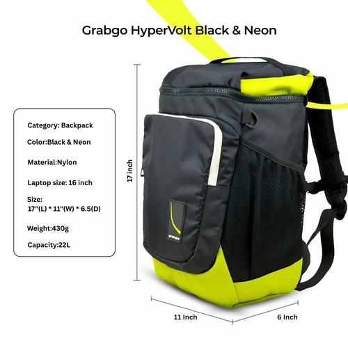 Grabgo HyperVolt Backpack (Black & Neon)